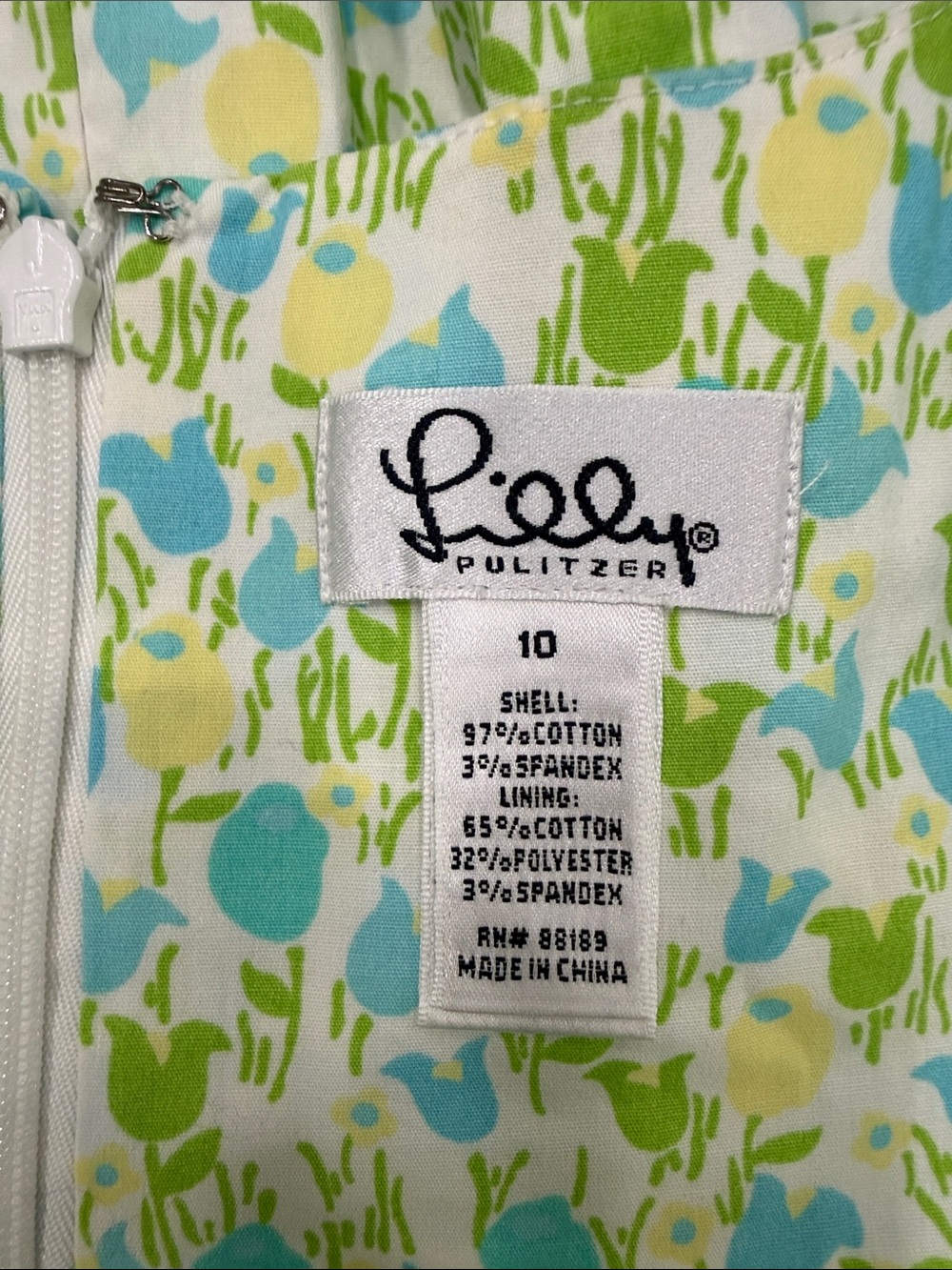 Lilly Pulitzer Women's Size 10 Blue Green Floral Sleeveless Fit & Flare Sundress - Picture 4 of 5